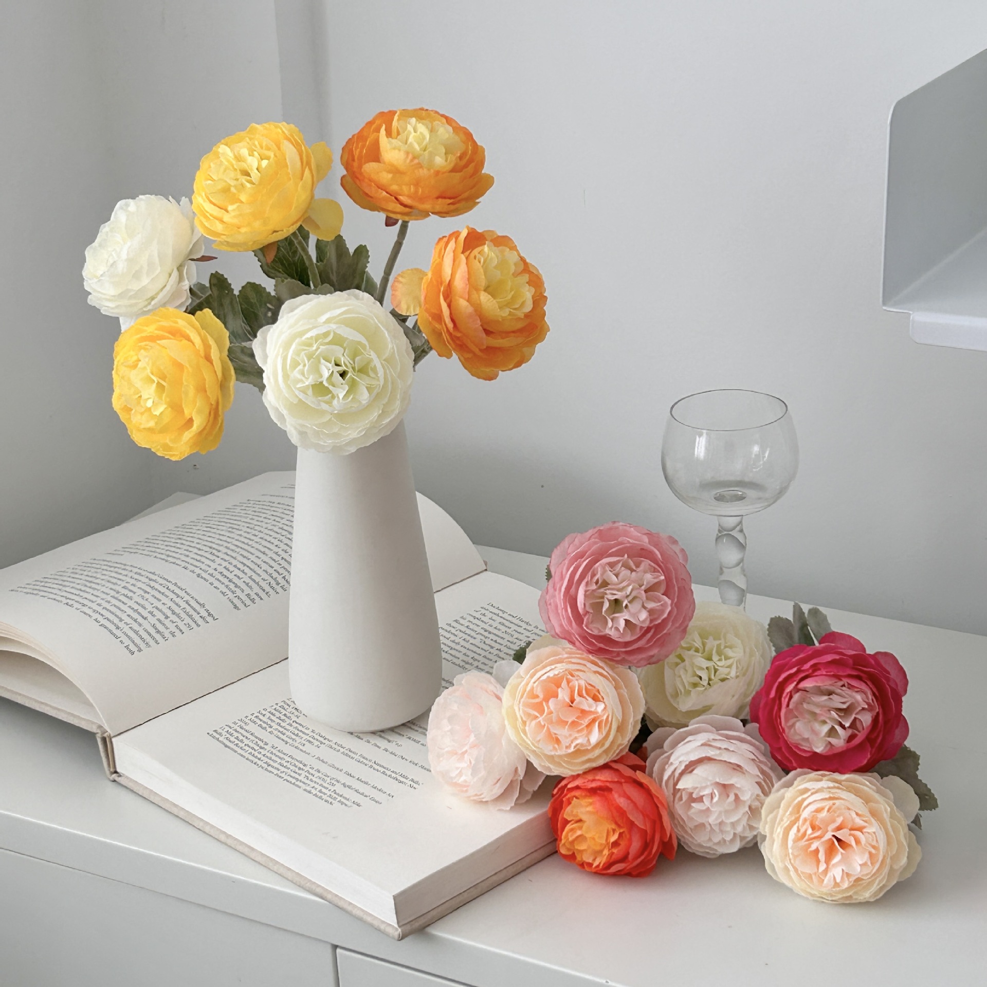 露莲仿真花假花摆设花束客厅餐桌装饰品花艺摆件洋牡丹花高档插花产品图