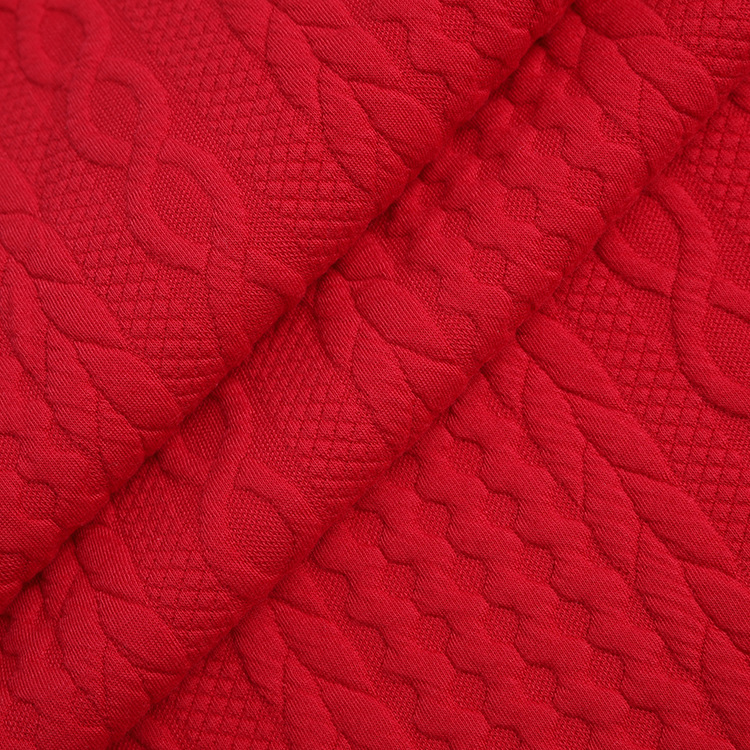 320g夹丝棉提花涤纶布 32s精梳棉针织提花面料 女装童装家访面料细节图