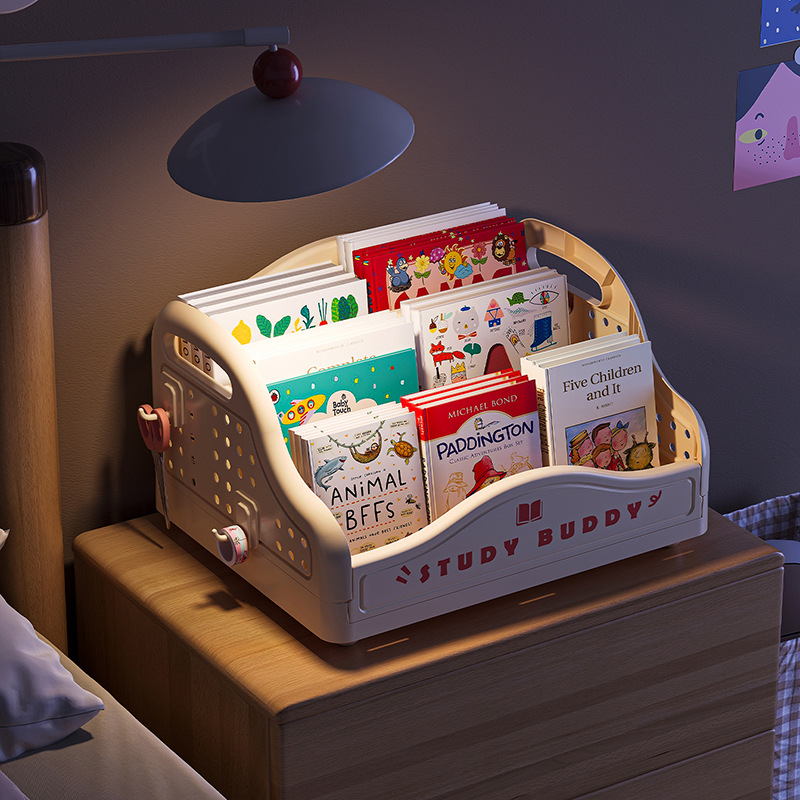 Children's picture book shelf, foldable desktop, study and bedroom storage rack, bookshelf, desk, book storage rack Specification image