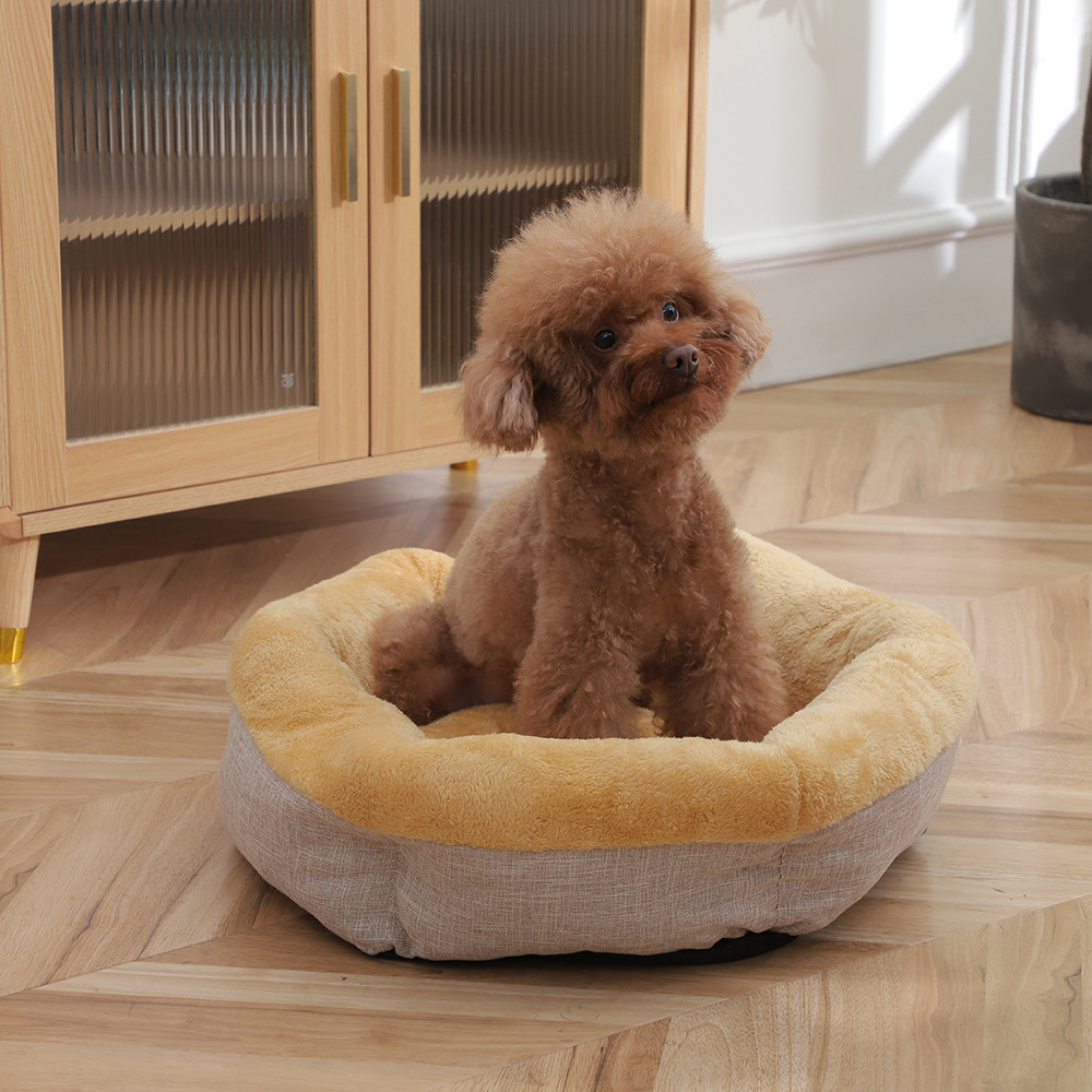 Winter thickened plush pet sleeping beds that can be disassembled and washed, Arctic fleece upturned cat beds, thickened PP cotton dog beds wholesale