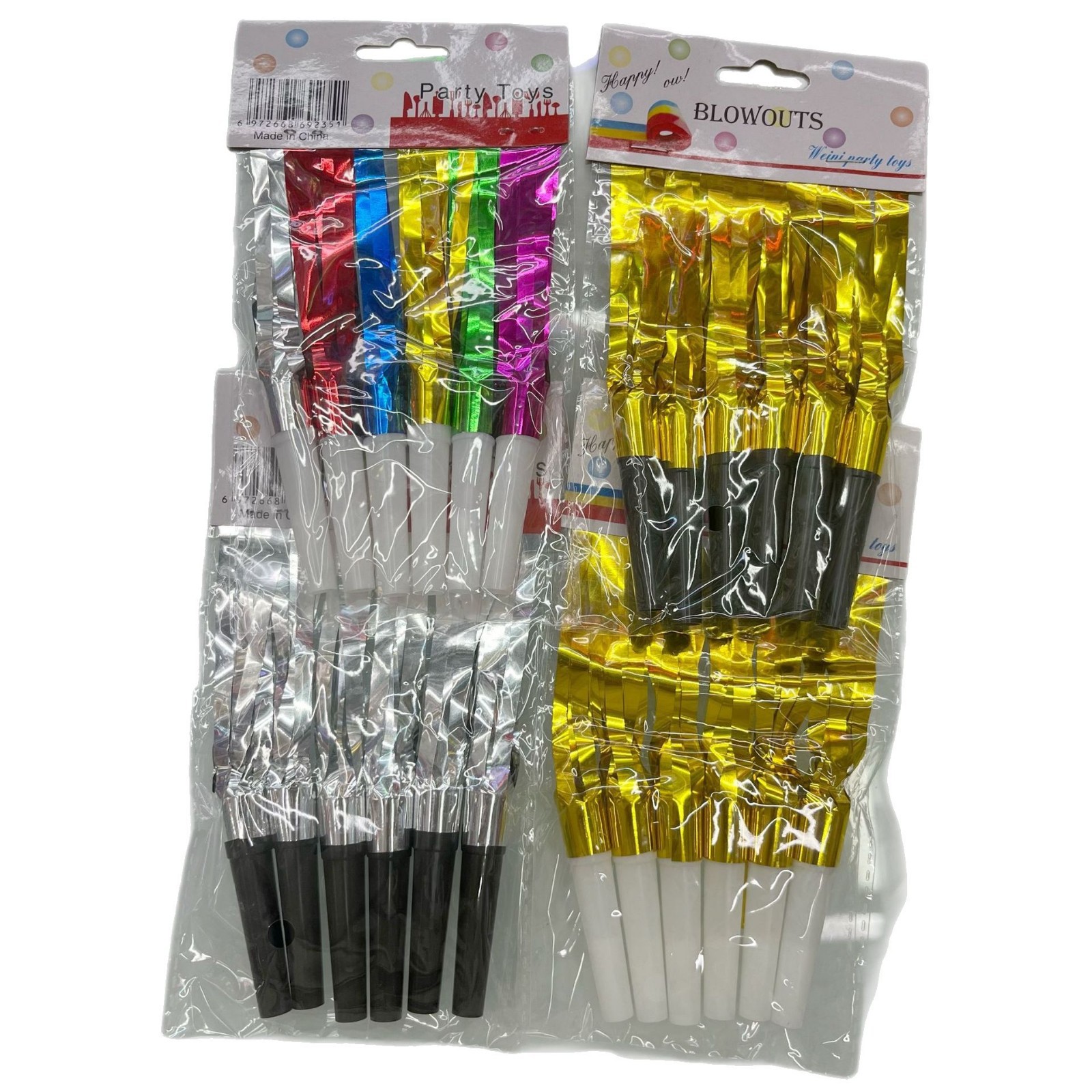 6 sets of colorful tassel blowing dragon children's toys, whistles, festival party supplies, cheering props, rain thread blowing dragon Item Picture