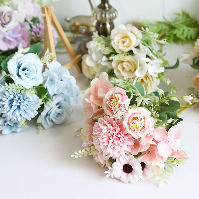 仿真花假花束成品高级感玫瑰居家用摆件婚礼手工簪花diy装饰材料