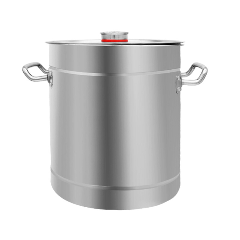 4.0厚不锈钢三层复合钢底无磁汤桶大容量汤锅商用带盖煮水桶 批发白底实物图