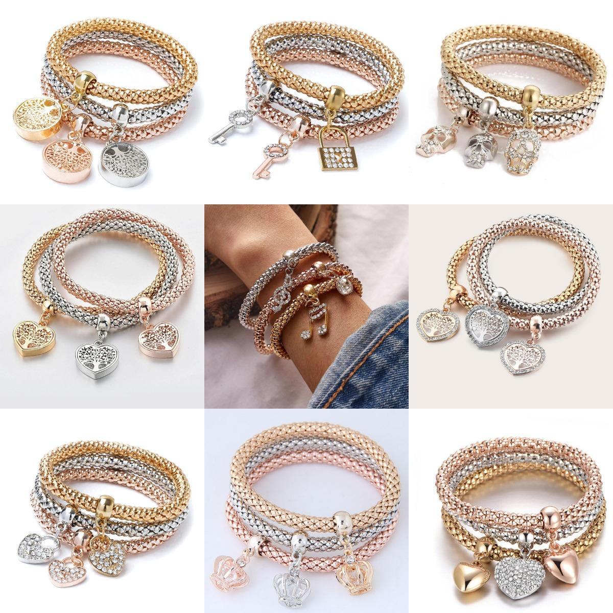 Cross-border best-selling European and American exaggerated export corn chain elastic bracelet, creative life tree crystal diamond pendant bracelet full figure