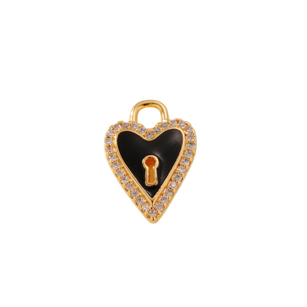Oil-dripping heart lock pendant necklace clasp, copper-plated with real gold for color retention and high-end feel, DIY jewelry necklace clasp Item Picture