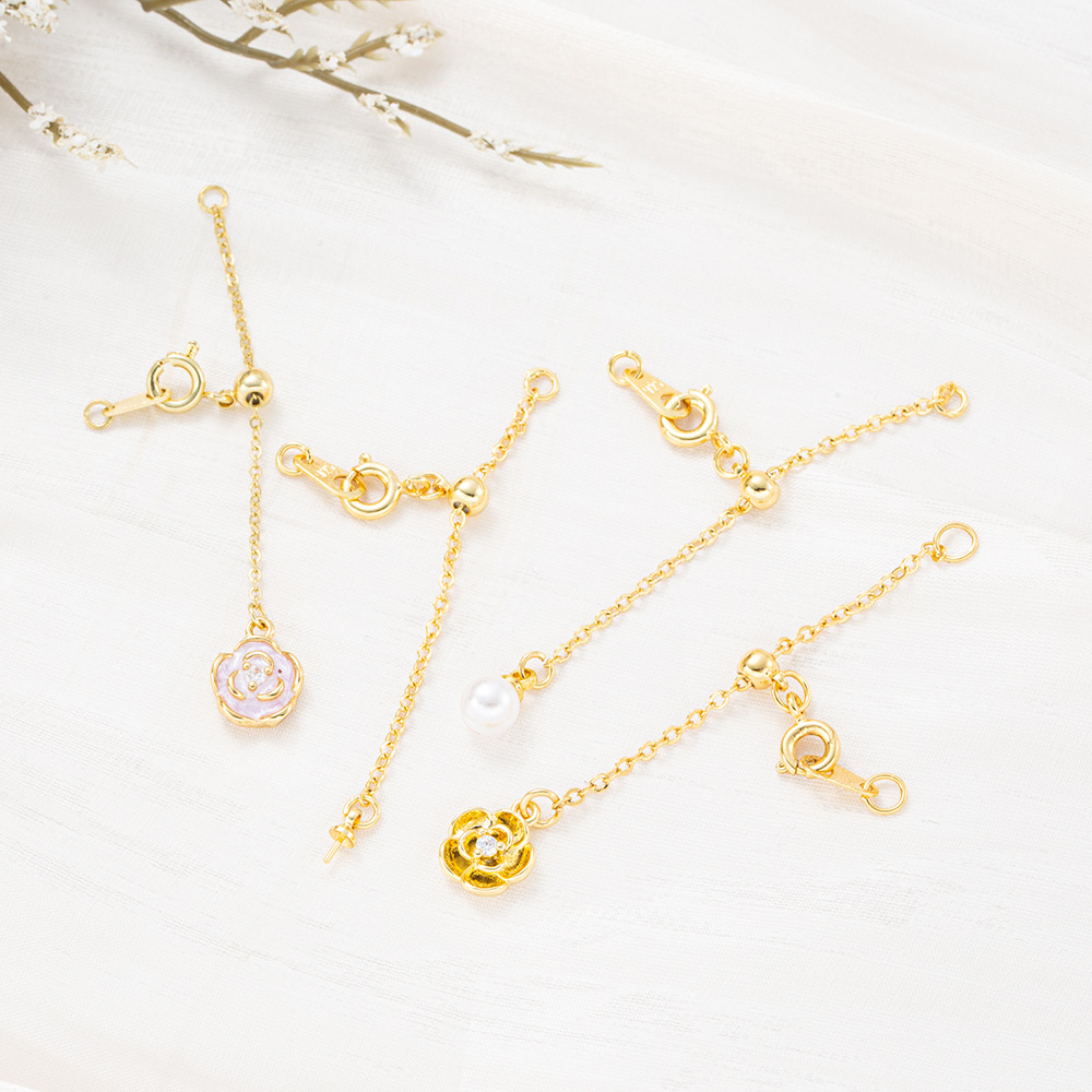 Necklace, bracelet, extension chain, camellia oil drop chain, adjustable silicone beads, zipper, diy accessories, metal chain Specification image