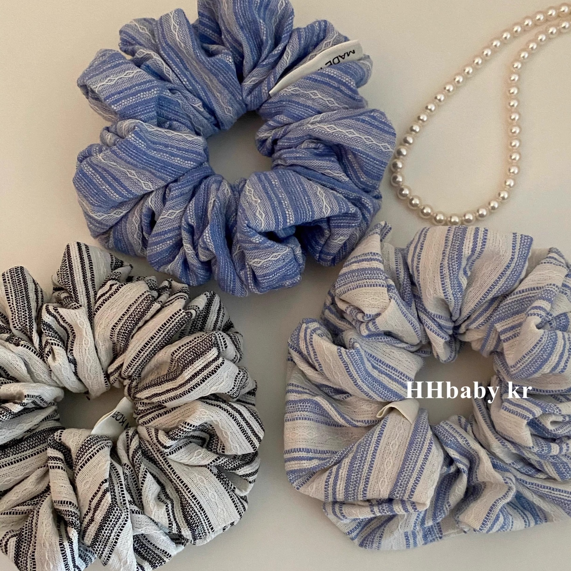 Korean style colorful striped large intestine hair band female Internet celebrity 2025 new summer high-J-look bun hair rope accessory details Picture