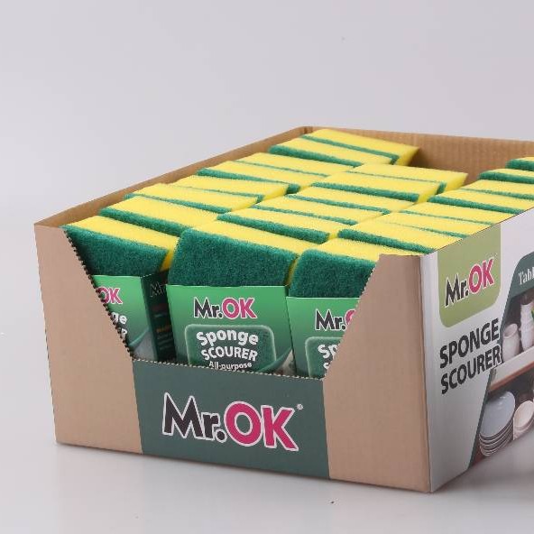 Mr.OK factory direct supply sponge scouring pads, double-sided cleaning sponges, kitchen cleaning sponges, dishwashing sponges, pot scrubbing sponges details Picture