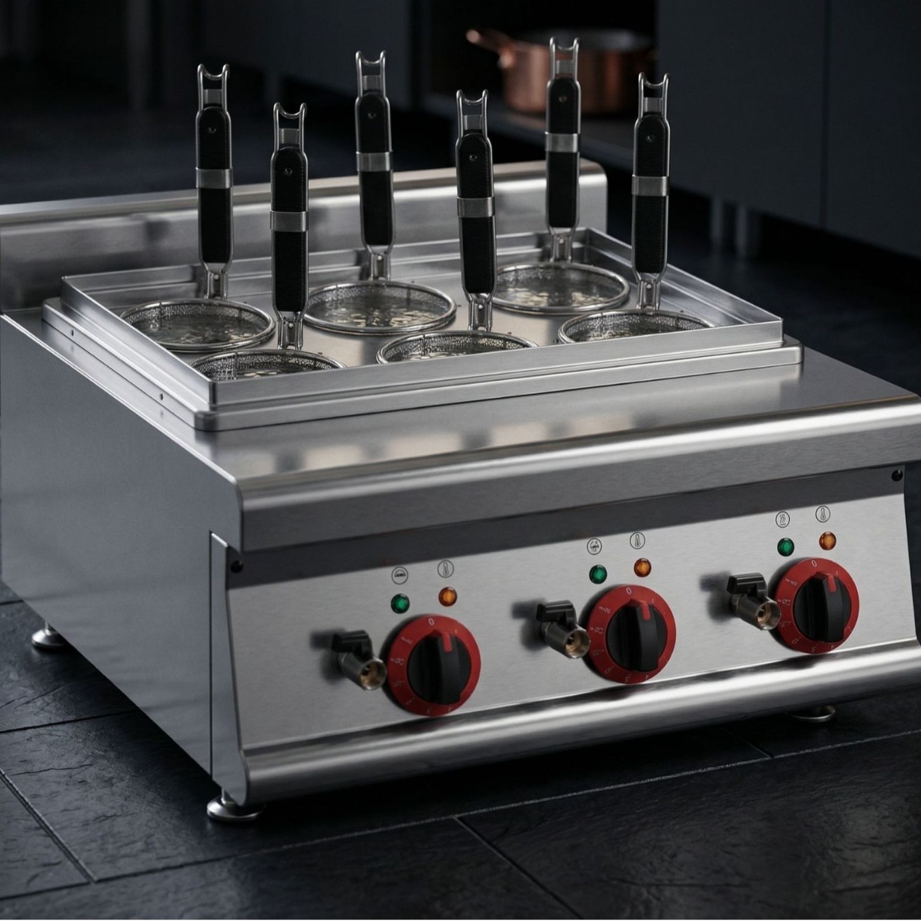 Desktop gas six-head noodle cooking stove, noodle cooking machine, cooking stove wholesaler, commercial stall catering equipment, breakfast shop Specification image