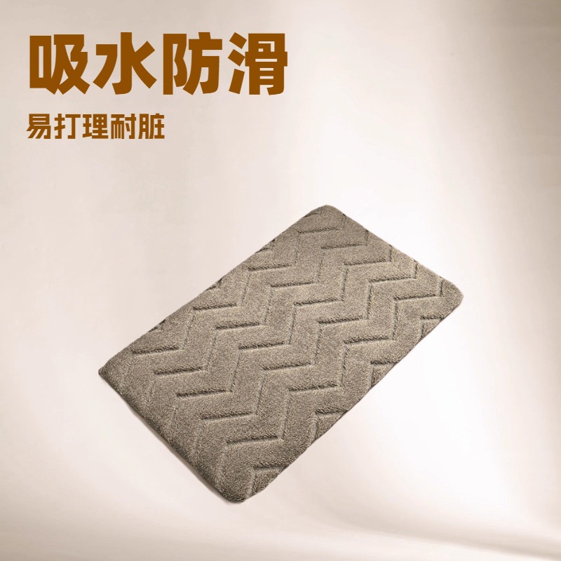 Cross-border Amazon small circle velvet jacquard solid color floor mat, anti-slip entrance door foot mat, bathroom shoe rubbing absorbent floor mat