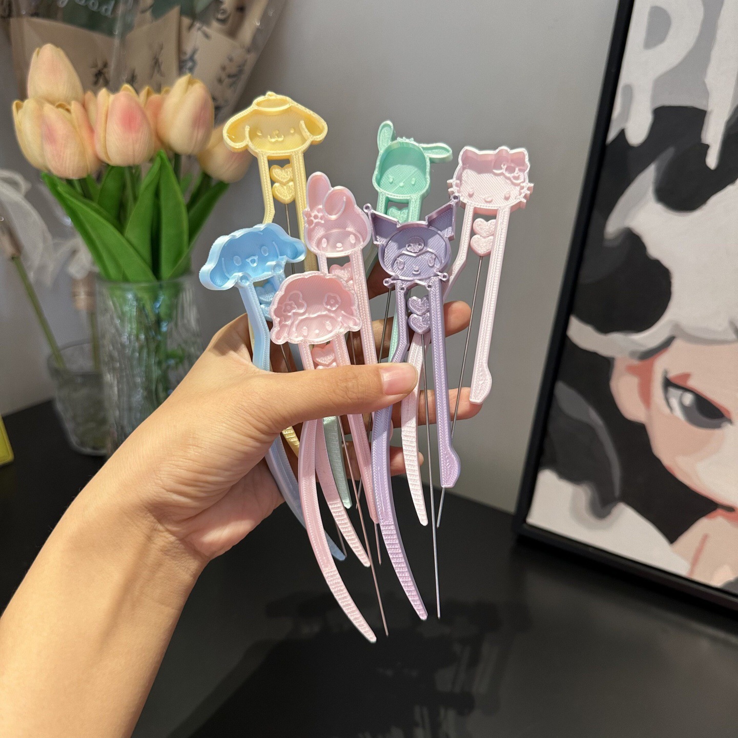 Nueva aguja extendida [puff home patchwork pluma doble aguja] puff roll una aguja frijoles pala KT patchwork beanset completo de herramientas
