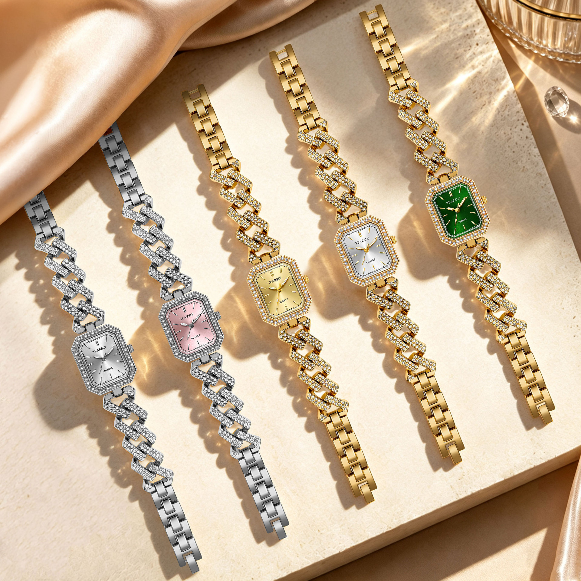 Crossover burst octagon square diamantes diamantes diamantes mujeres relojes cuba cadena cuarzo relojes luminosos mujeres al por mayor personalizado Specification image