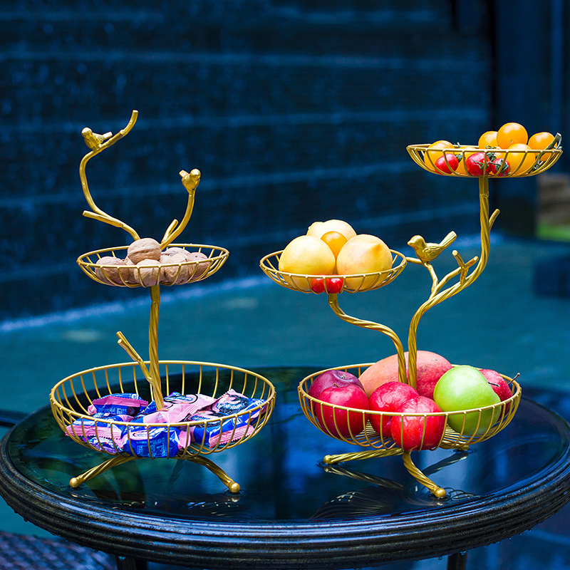 Nordic simple fruit plate, modern living room fruit basket, ins style multi-layer fruit plate, ironwork candy plate Application Scenario
