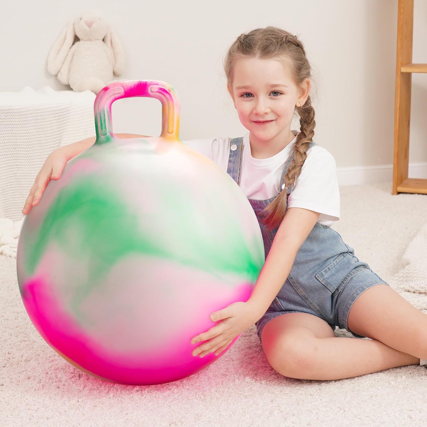 45cm 云彩手柄球 儿童玩具拍拍球 幼儿园平衡玛瑙弹跳球亲子弹簧