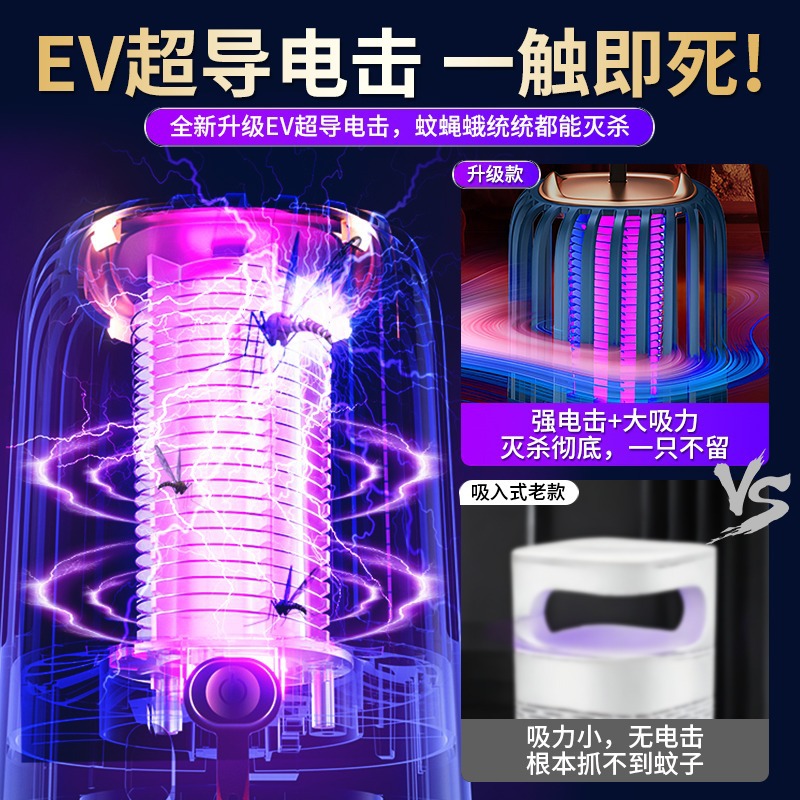 Mosquito-killing lamp, a household indoor and outdoor mosquito repellent, electric mosquito and fly-killing wonder, a powerful mosquito suction and trapping wonder, electric mosquito Specification image