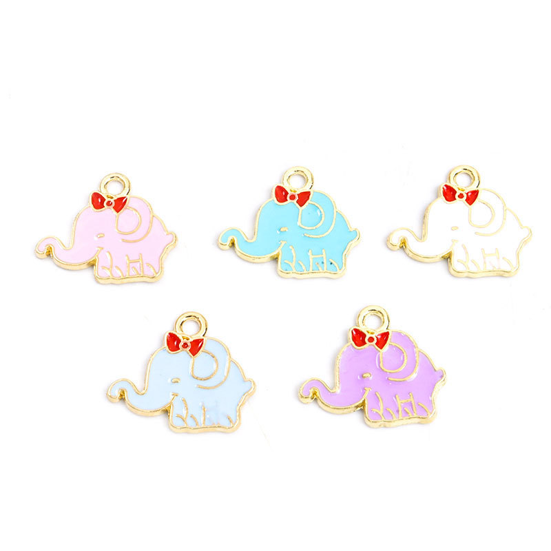 滴油蝴蝶结大象吊坠合金DIY配件 动物饰品挂件手链钥匙扣耳环配饰