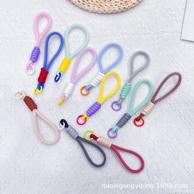 Short braided lanyard for phone cases, anti-loss wrist lanyard, water cup, coffee cup, hand-held lanyard, color-blocked keychain pendant