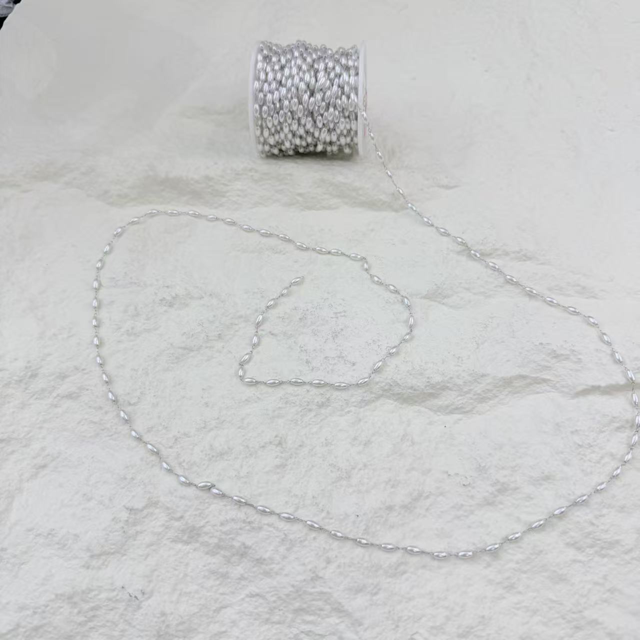 胖米珠珍珠1孔链条diy配饰珠宝材料包串珠隔珠夹珠链手工饰品批发 Specification image