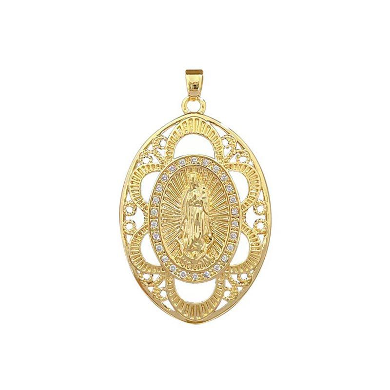 Cross-border best-selling geometric jewelry with hollowed-out patterns, Virgin Mary pendants, European and American fashionable necklaces and lip chains Item Picture
