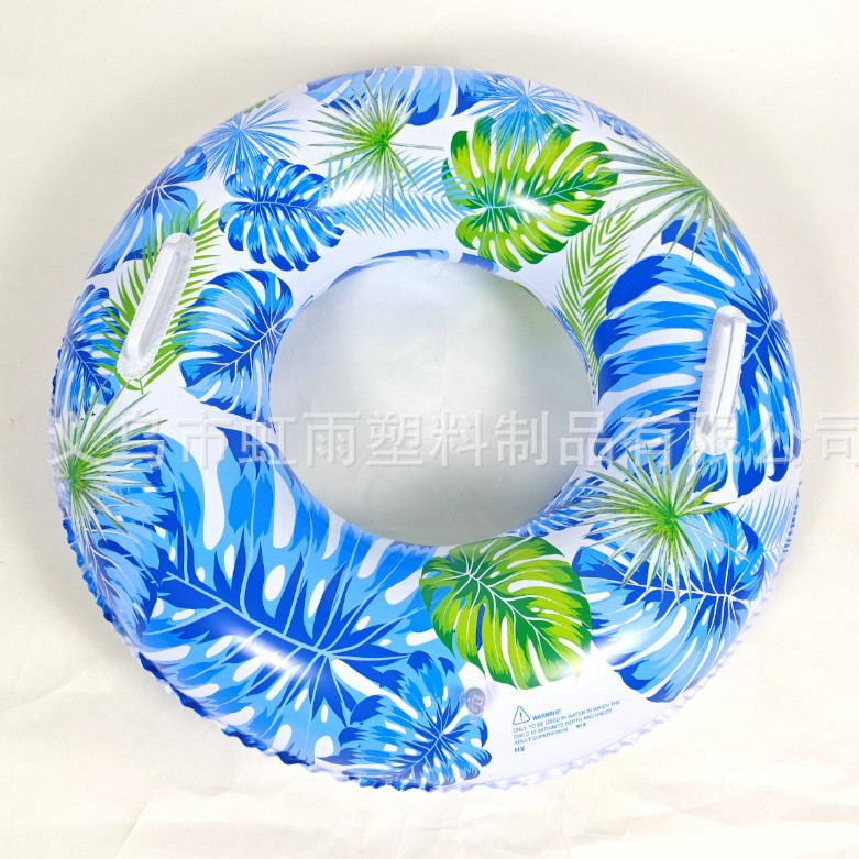 Hongyu's new water inflatable swimming ring, double-sided blue maple leaf printed, is a popular inflatable life buoy sold directly by the manufacturer details Picture