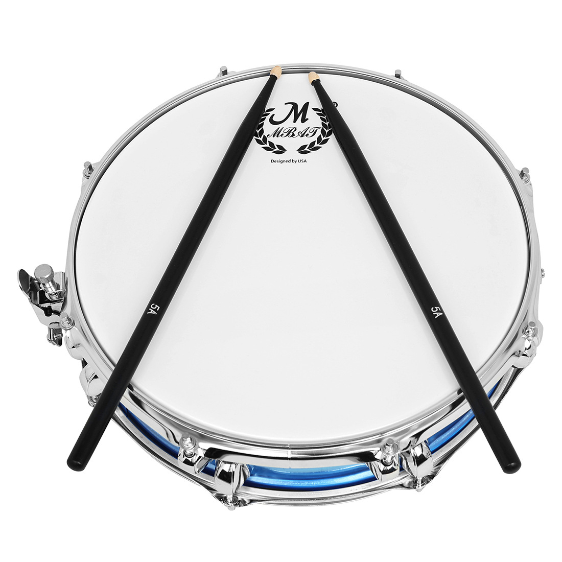 12 pairs of black drumsticks, 5A drum kit, maple drumsticks for beginners, snare drum, solid wood drumsticks for practice, and crossing of drumsticks details Picture