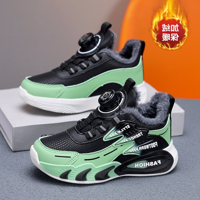男童运动鞋2025冬季新款轻便皮面防水儿童跑步鞋加绒保暖男孩棉鞋细节图