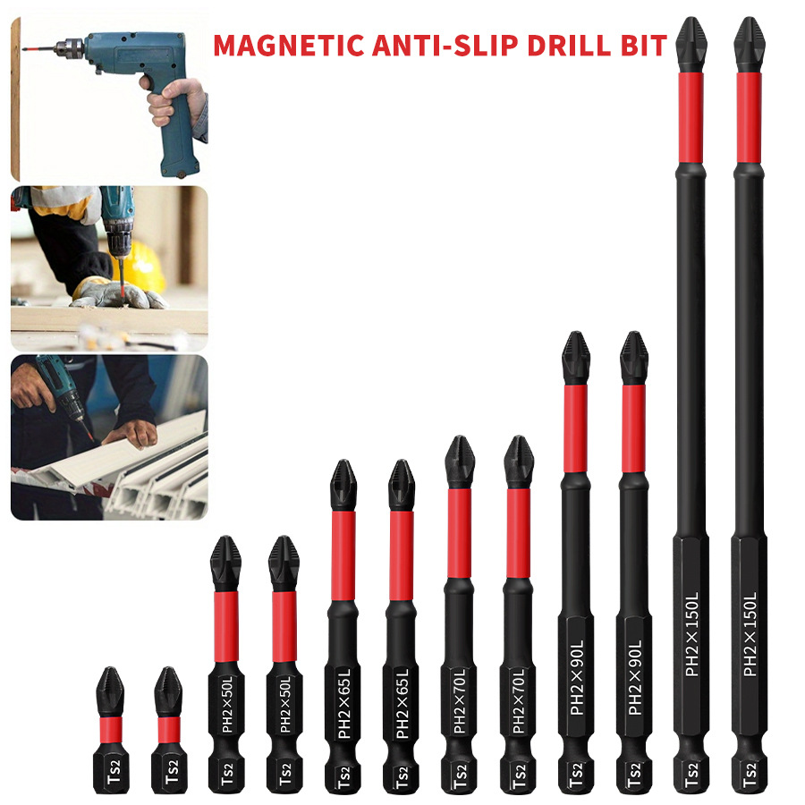 PH2 Magnetic anti-slip cross screwdriver head set 25-150mm screwdriver head high-hardness electric screwdriver tool