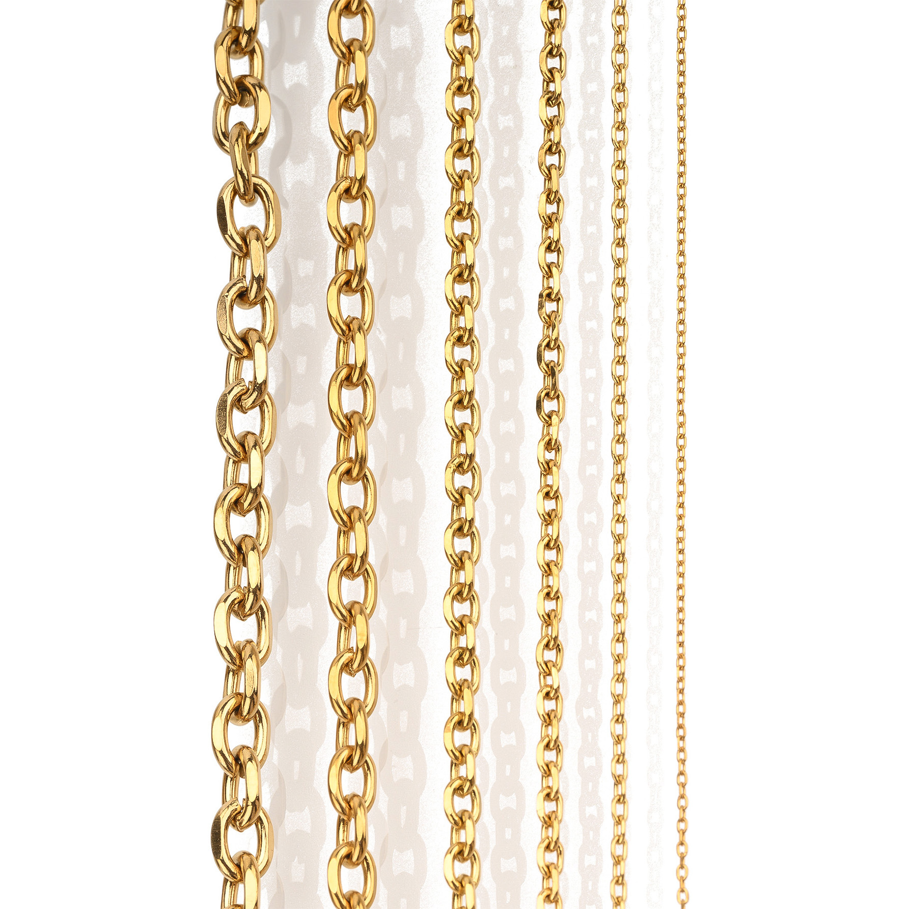 Stainless steel chains, vacuum electroplated O-shaped chains, corner engraving, jewelry, DIY accessories, clothing, shoes, bags, five-color bracelets details Picture
