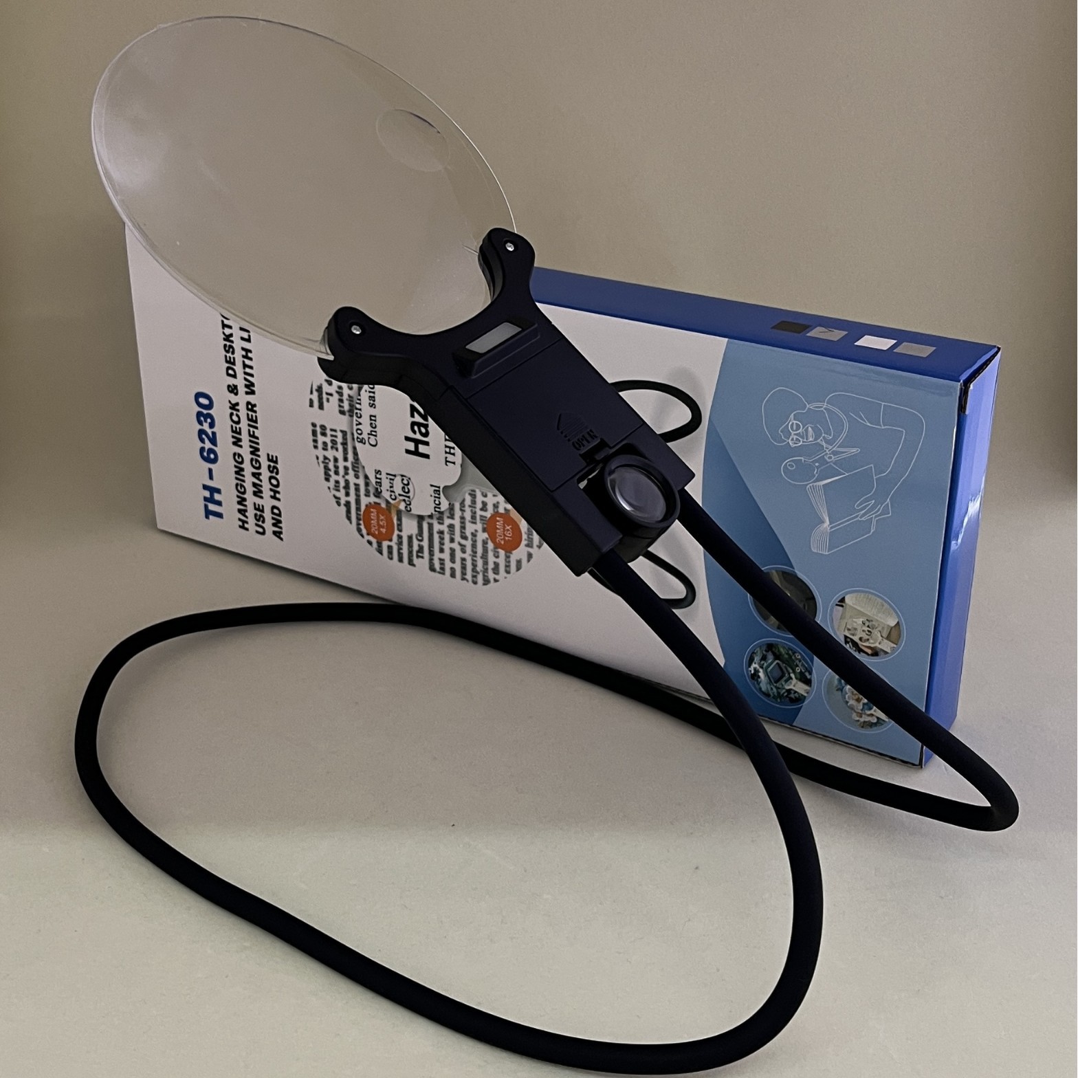 New LED light hose neck-hanging desktop large mirror reading and maintenance multi-purpose high-definition magnifying glass Item Picture