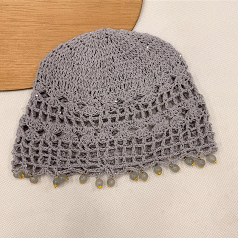 Hecho a mano ganchos huecas sombrero mujeres verano perlas perlas transpirable sombrero de punto mostrar la cara pequeño sombrero frío vintage Application Scenario