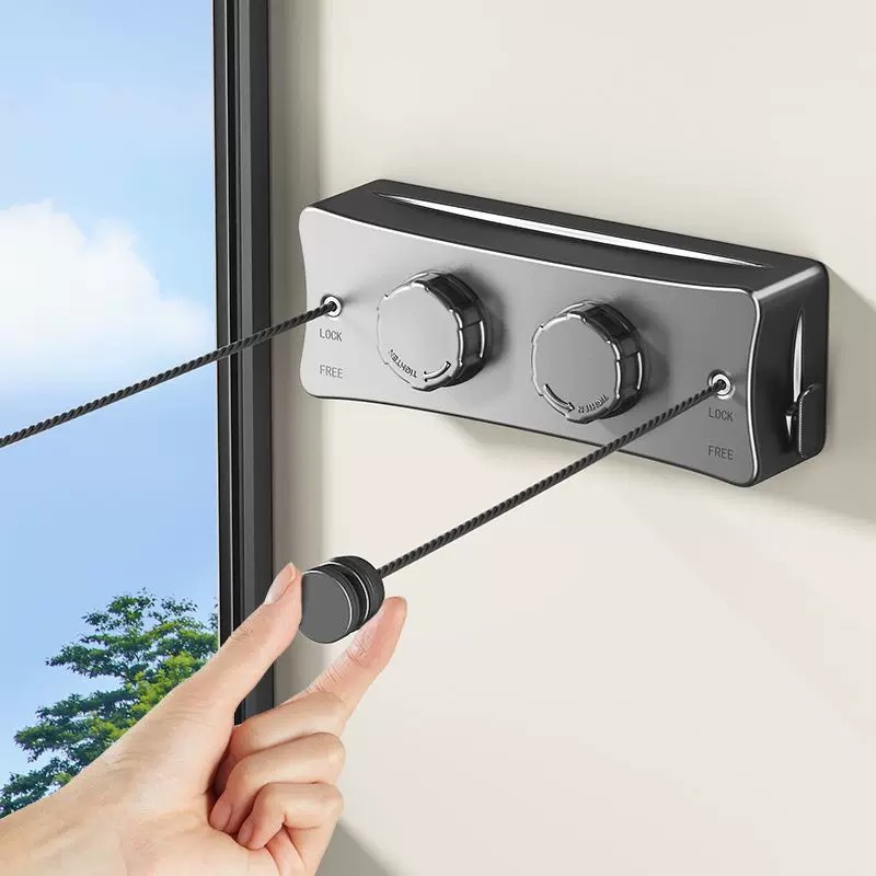 Invisible clothes drying rope, indoor no-drilling, balcony invisible retractable clothes drying wonder, bathroom clothes drying rack steel wire rope