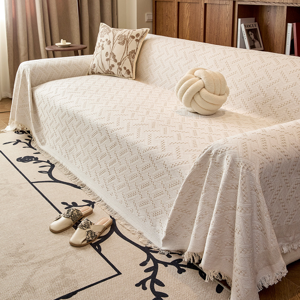 T-grid cotton yarn sofa cover fabric, all-season universal sofa cover, new multi-functional sofa full cover, thickened sofa towel