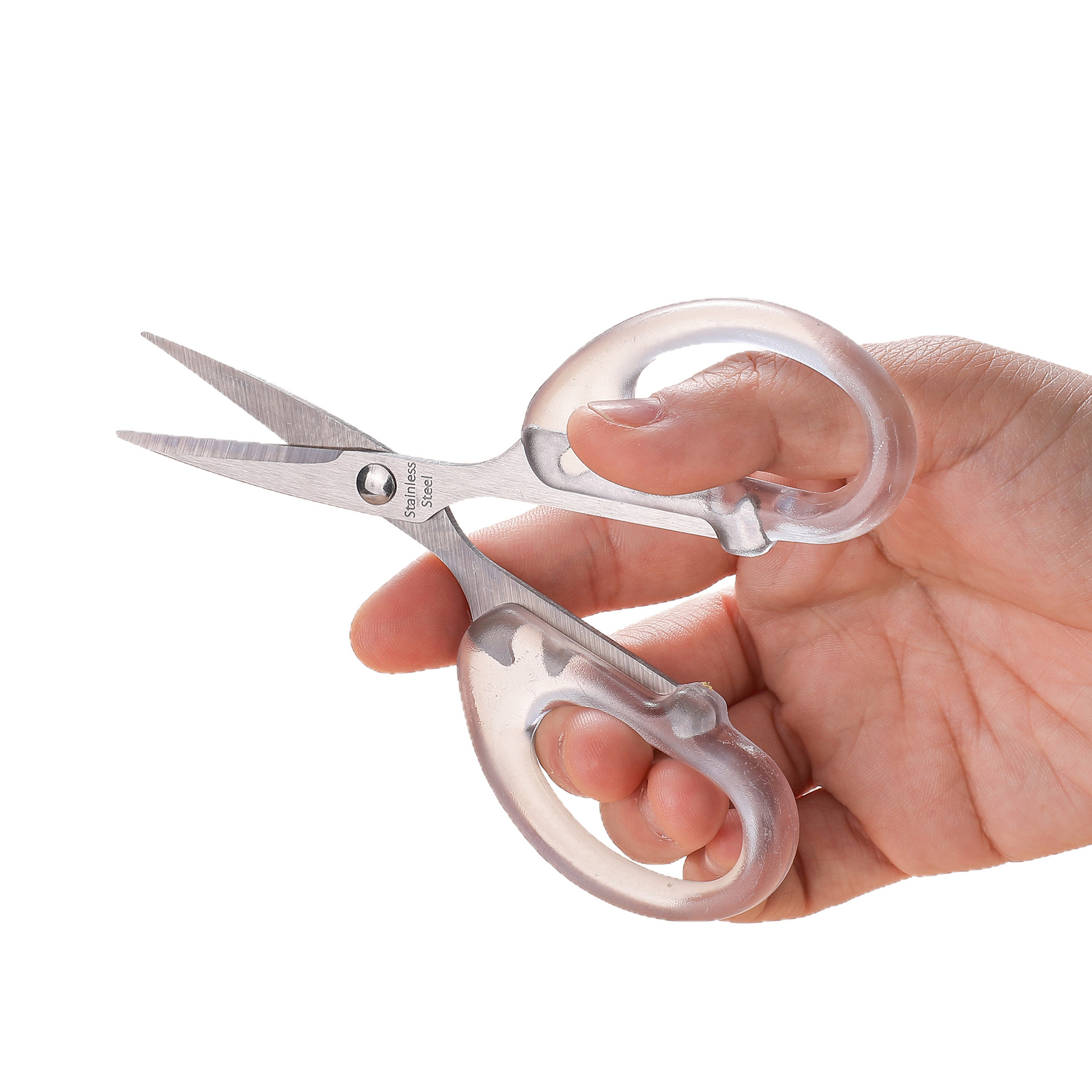 Pioneer 1250 Office Scissors, transparent stainless steel scissors, express delivery unpacking, office stationery, pointed scissors, student scissors Item Picture