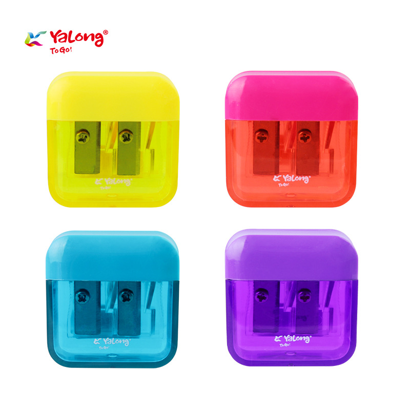 Yalong mini pencil sharpener, children's plastic double-hole test pencil sharpener, student cartoon pencil sharpener in stock wholesale Item Picture