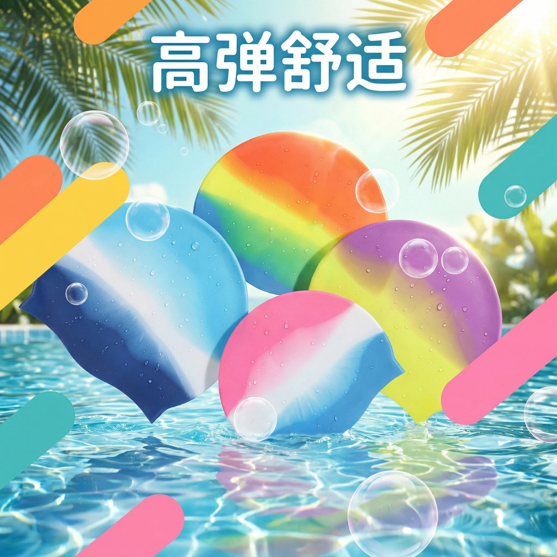 成人款潜水泳帽彩色花色硅胶游泳帽男女适用泳帽工厂批发跨境供应