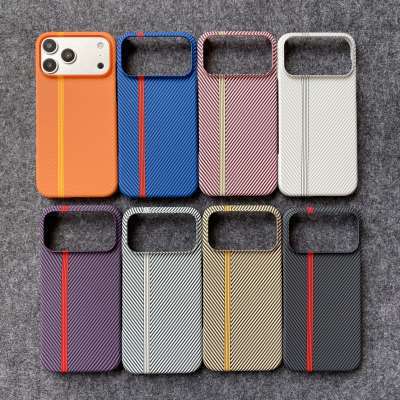 Suitable for iPhone17, Kevlar skin-feel phone case, Apple 16proMax carbon fiber texture water sticker 15, half hard case