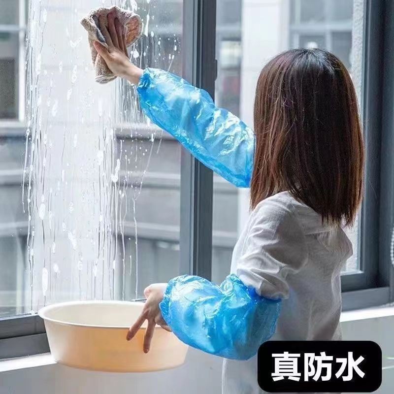 Food-grade thickened and lengthened disposable sleeve covers, waterproof and oil-proof pe men's and women's sleeve tips and sleeves, disposable sleeve protection sleeves details Picture