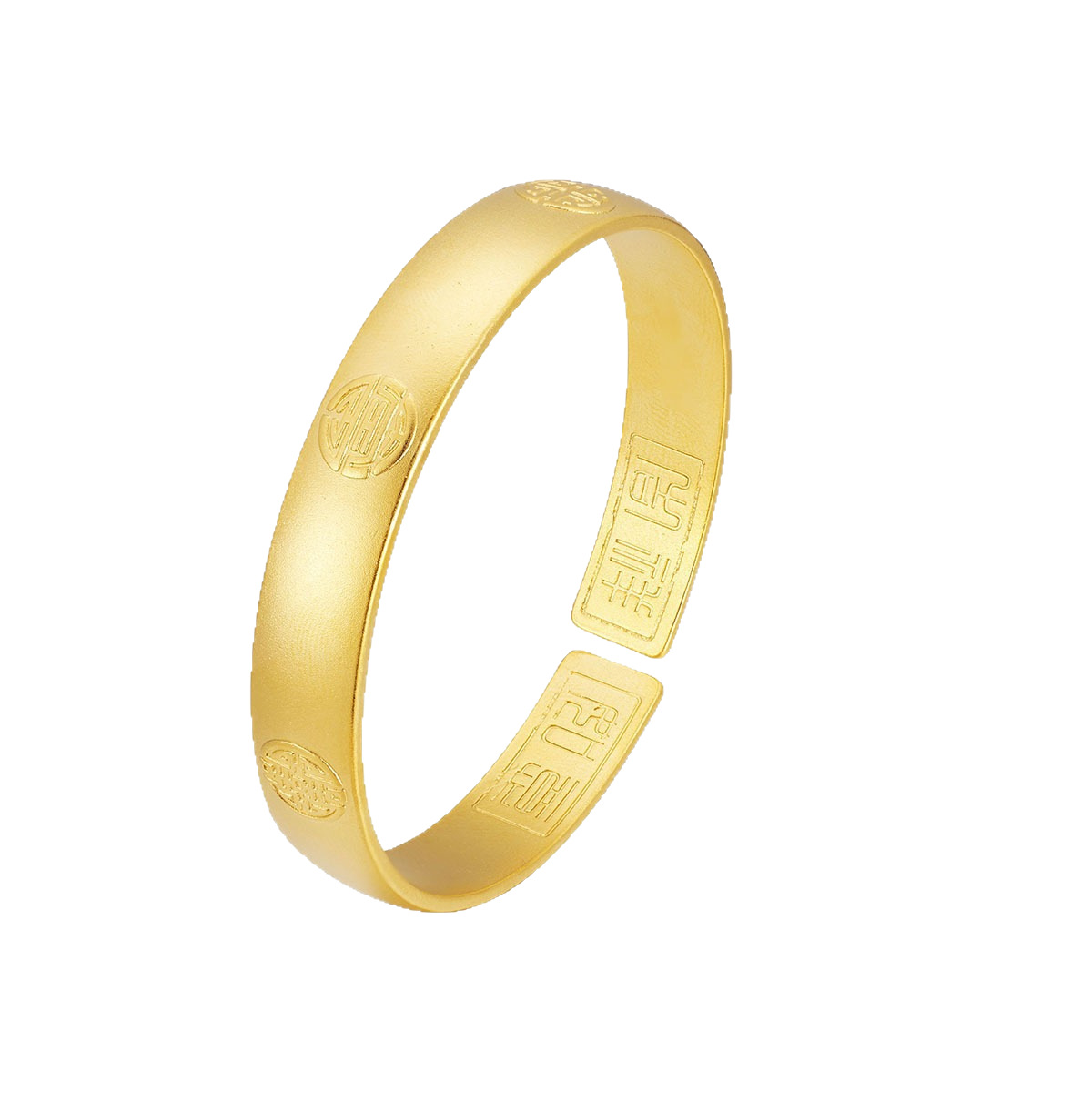 This is a classic plain ring sand gold bracelet of the same style as the golden big fortune. It is gold-plated with copper and does not fade for a long time. It is a simulated auspicious open bracelet Item Picture
