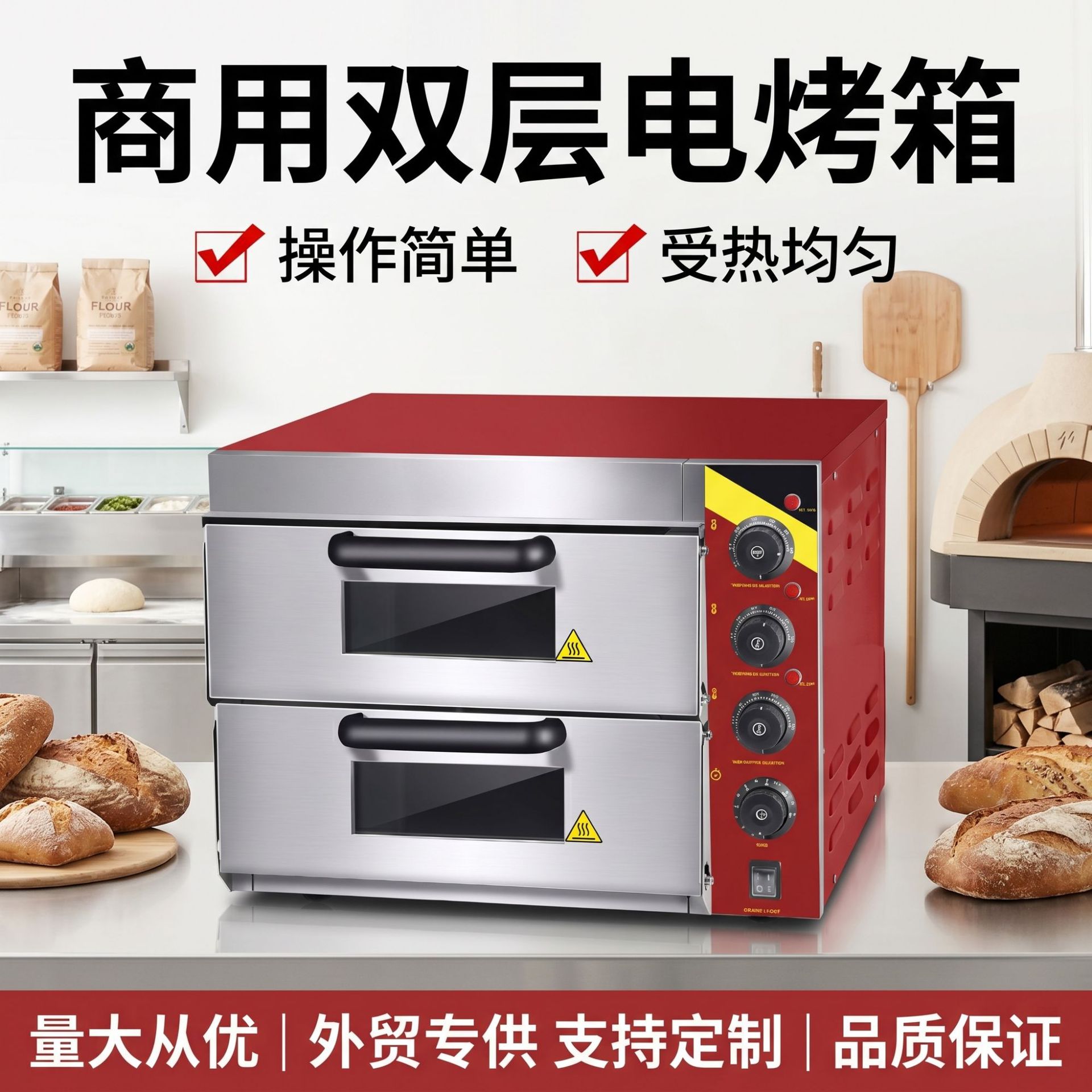 Commercial double-layer electric oven, electric bread and egg tart baking equipment, commercial pizza oven factory direct sales