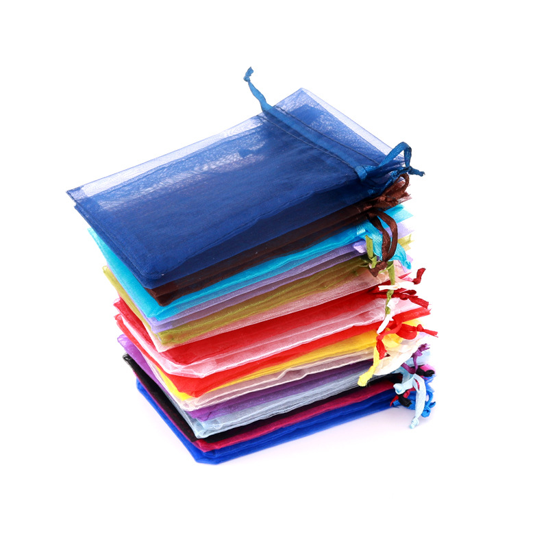 Solid-color pearl gauze mesh bags, solid-color drawstring opening gift, wedding candy bags, cosmetic trial packaging bags, wholesale in stock Item Picture