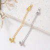 diy jewelry extension chain with 18K gold plating and zircon inlay, heart, four-leaf clover, star and small water drop tail Item Picture
