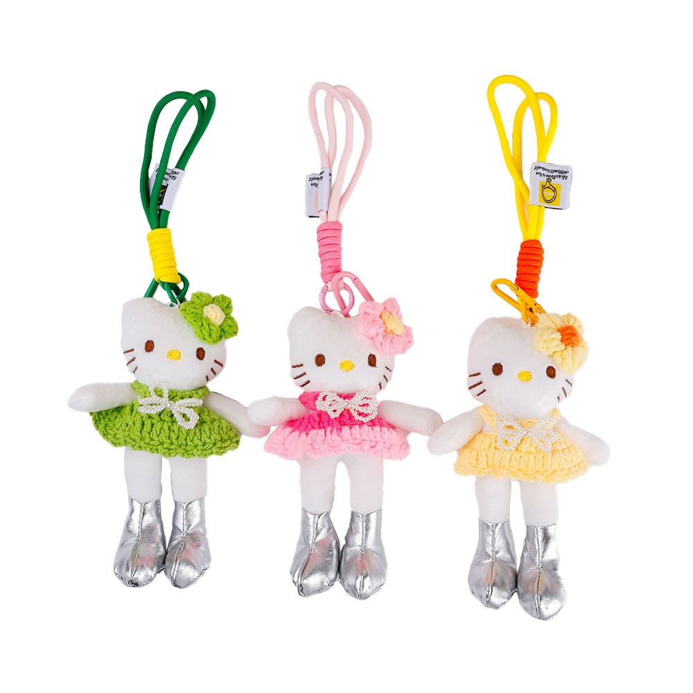 Long-legged KT Kitty bag pendant, cute plush toy, cartoon doll, heart-shaped keychain, gift pendant Item Picture