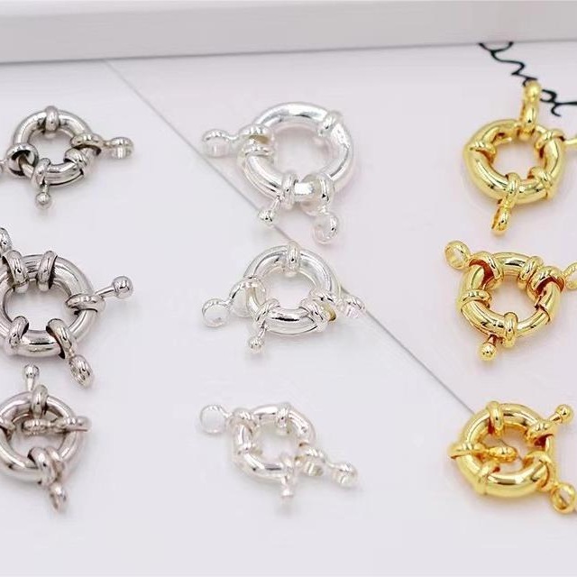 Copper-plated 18K color retention real gold, popular steering wheel buckle, sailor buckle, DIY handmade jewelry accessories, necklace, spring buckle Application Scenario