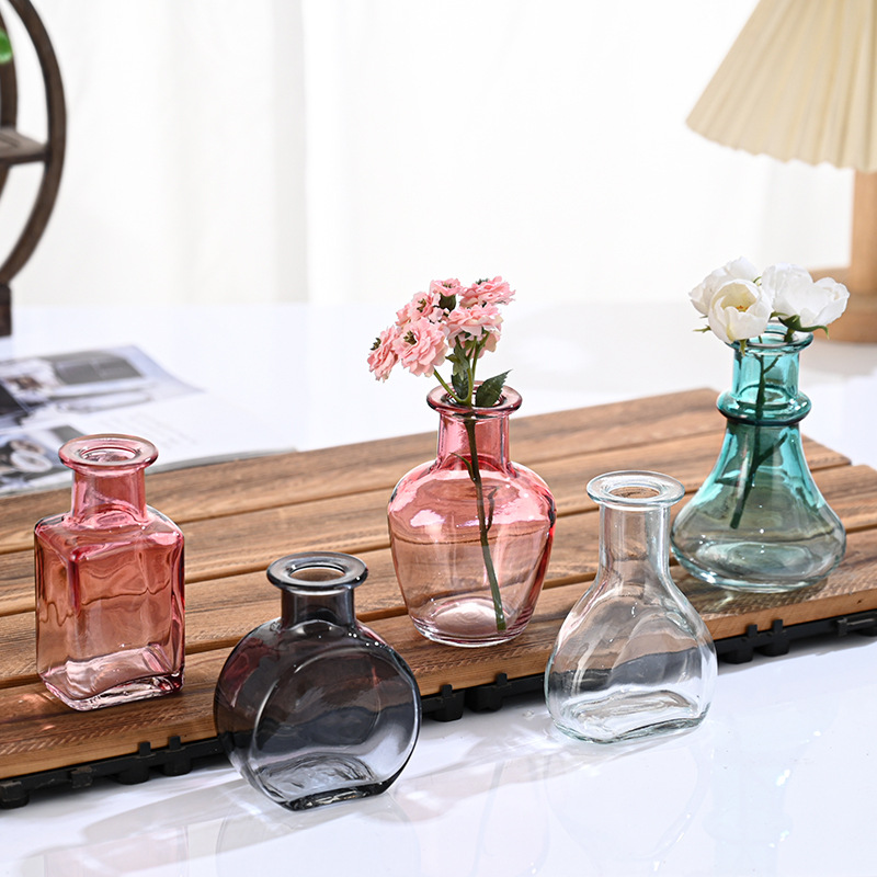 New colored glass vases, ins small-mouth mini hydroponic flower arrangers, Amazon Home creative decorative items wholesale Specification image
