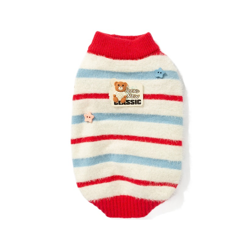 Hippie dog autumn and winter dog clothes, striped faux mink wool warm sweater, cat clothes, small and medium-sized dog pet clothes Item Picture