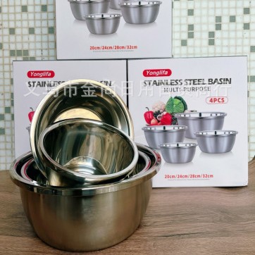Stainless steel basins, cooking basins, round washing basins, household kitchen multi-purpose basins, LIDS, plates, salad bowls, snack bowls Specification image