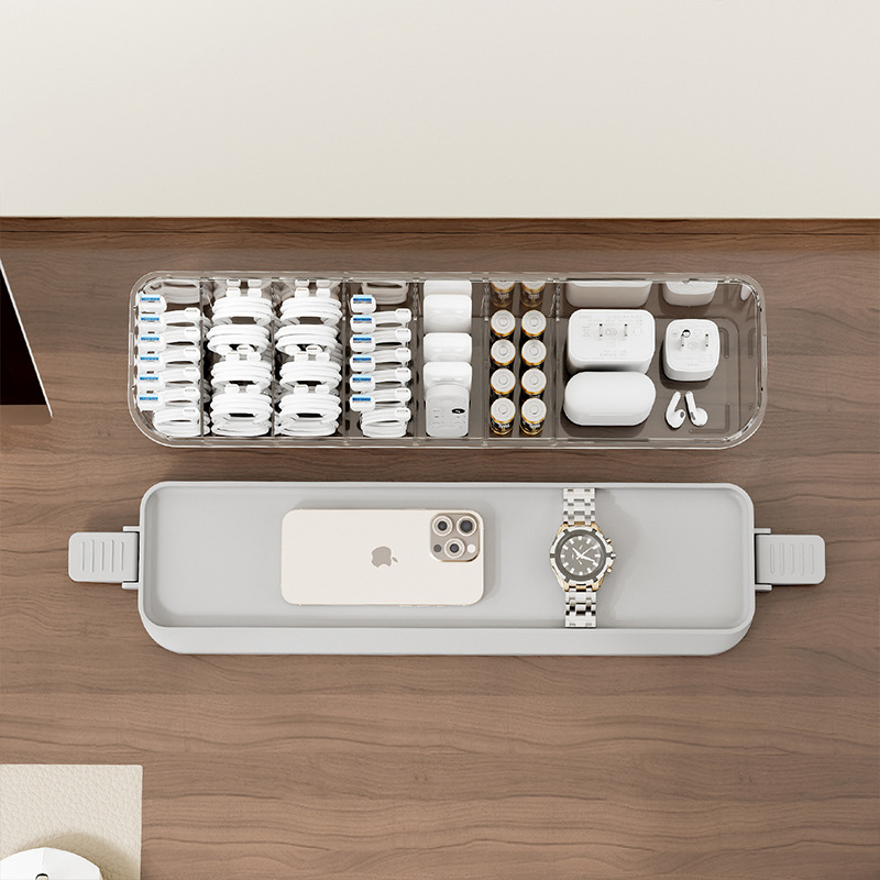 Data cable storage box, desktop charger, mobile phone power cord organizing wonder, acrylic dust-proof cable organizer with cover details Picture