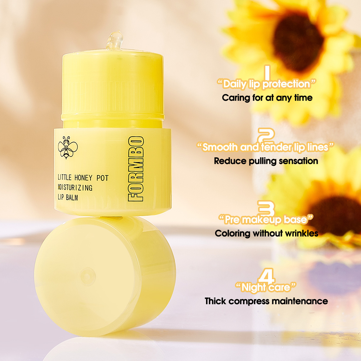 【 Cross-border Exclusive 】FORMBO Small Honey Jar Lip Balm Moisturizing and Hydrating Lip Care Lip Balm Wholesale details Picture