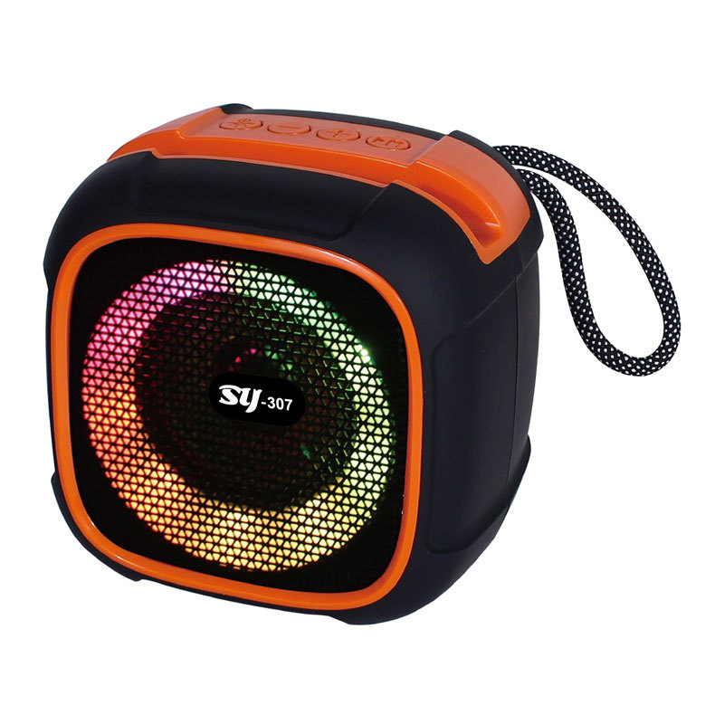 The cross-border best-selling 307 Bluetooth speaker comes with a hand-held strap, RGB color light, multi-functional mobile phone stand and Bluetooth speaker Item Picture