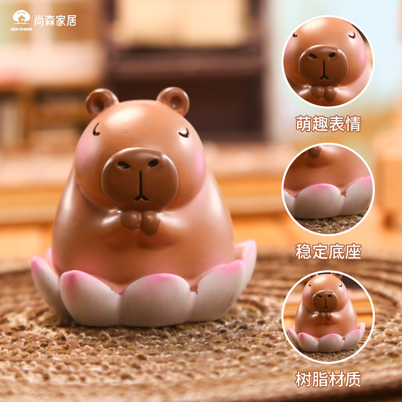 Cute capybara figurines, home decoration figurines, small items, table figurines, cute capybara figurines Application Scenario